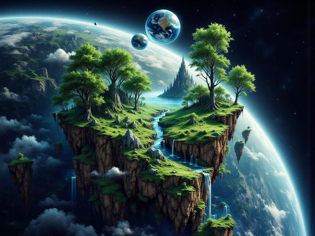 Miniature Earth Emerges in Cosmic Surreal Art