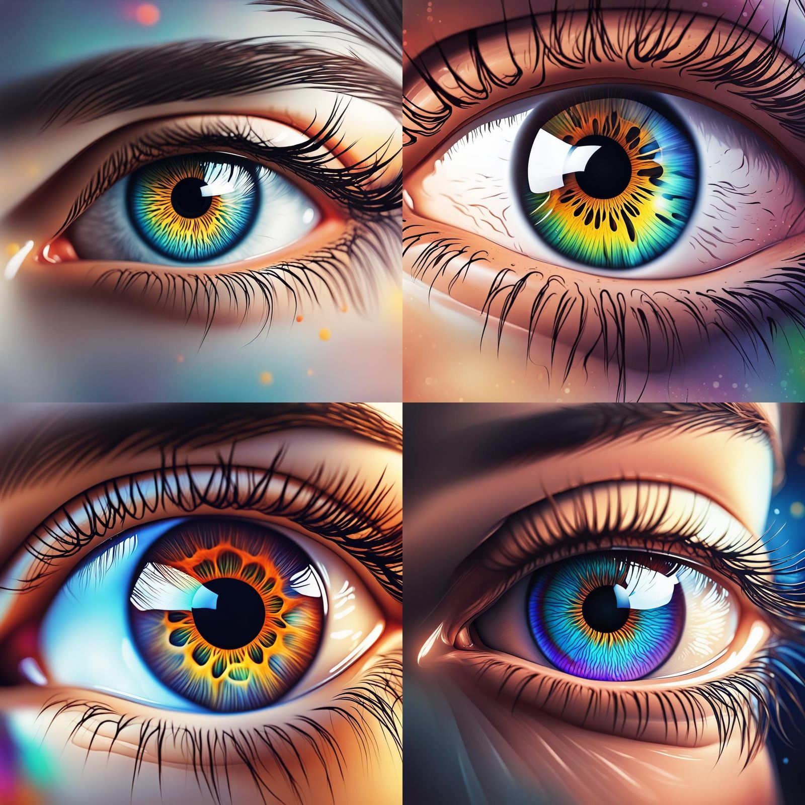 Detailed Eye Illustration with Colorful Background