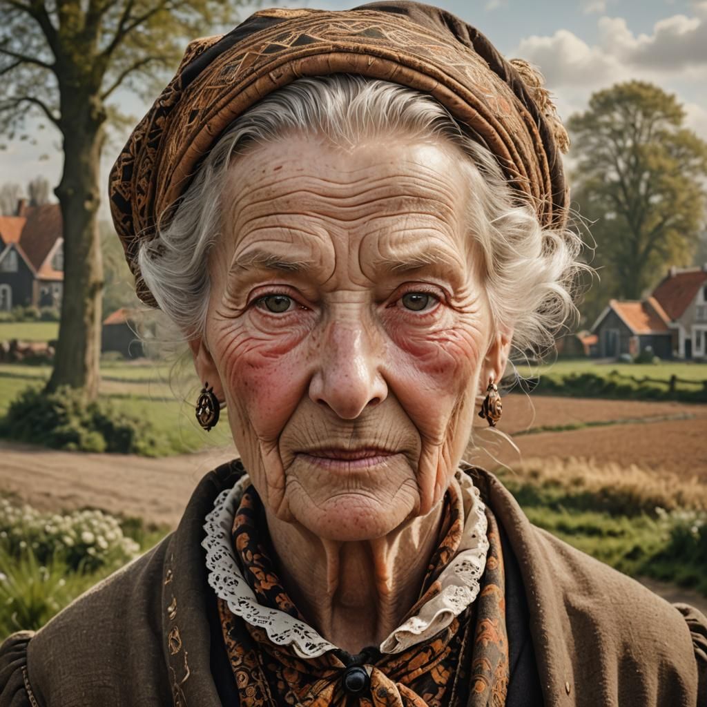 Dutch Realism Portrait of Elderly Woman