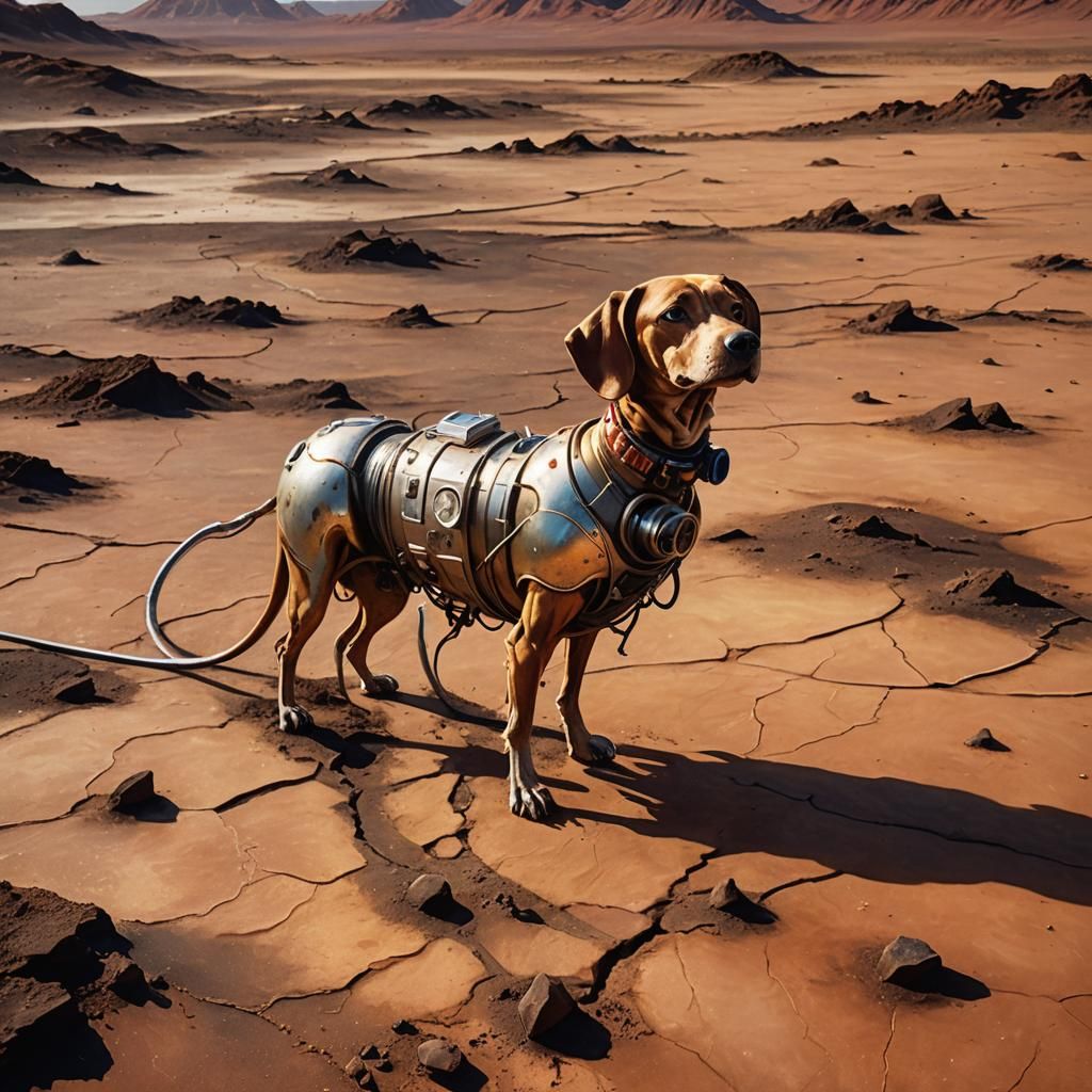 Propane-Powered Robot Dog on Mars, Science Fiction Art