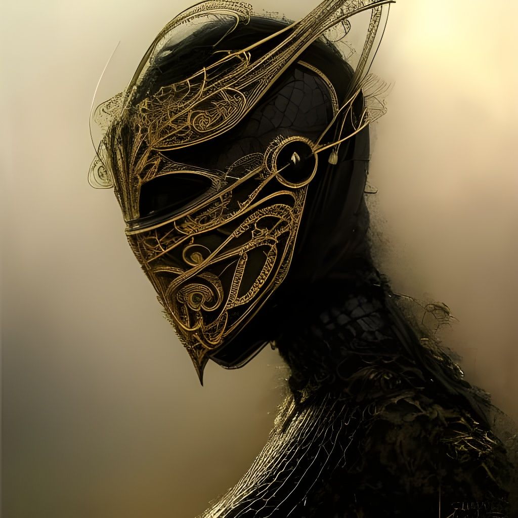 Elaborate Superhero Helmet in Black and Gold