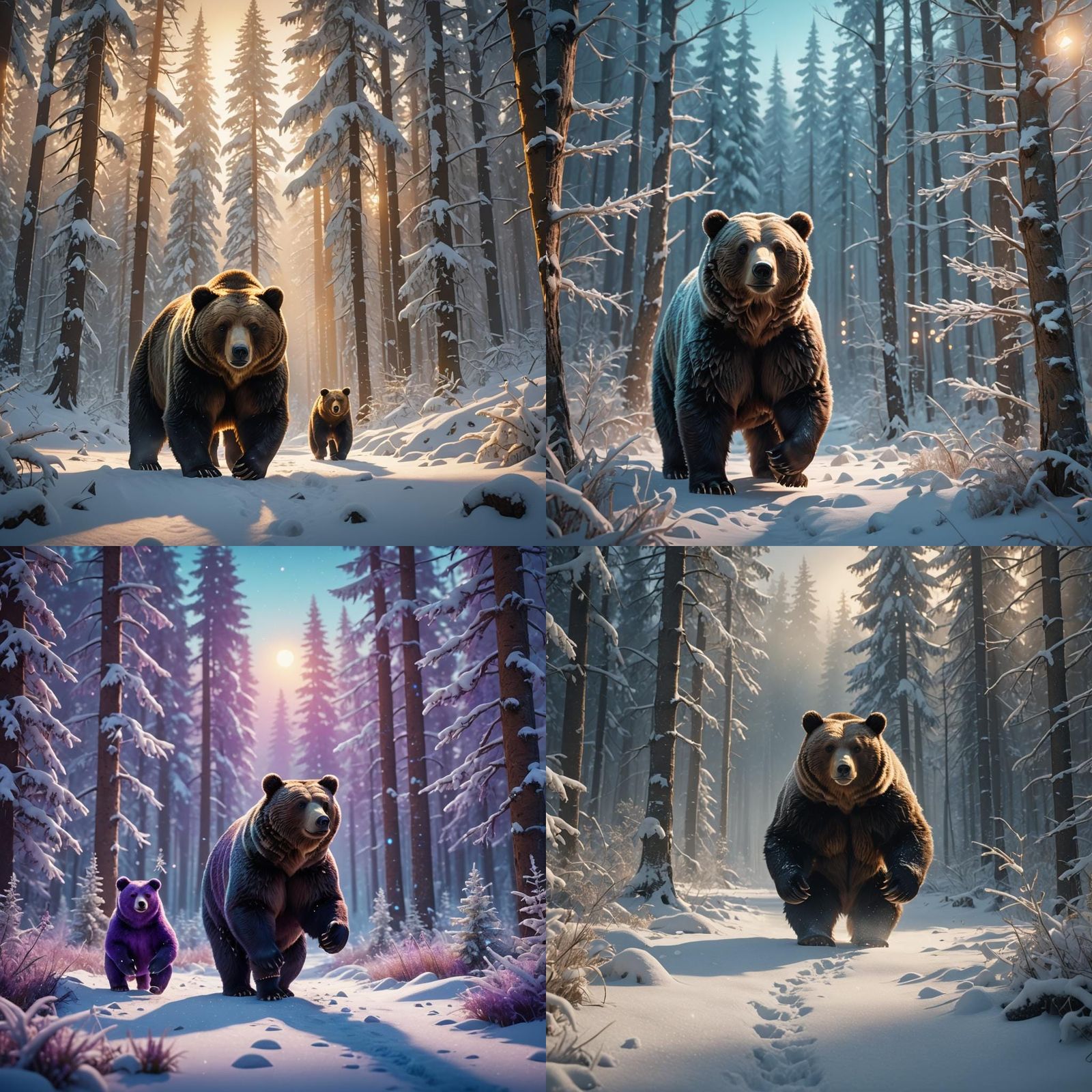 Bear in Snowy Forest: Pixar-Style 3D Animation
