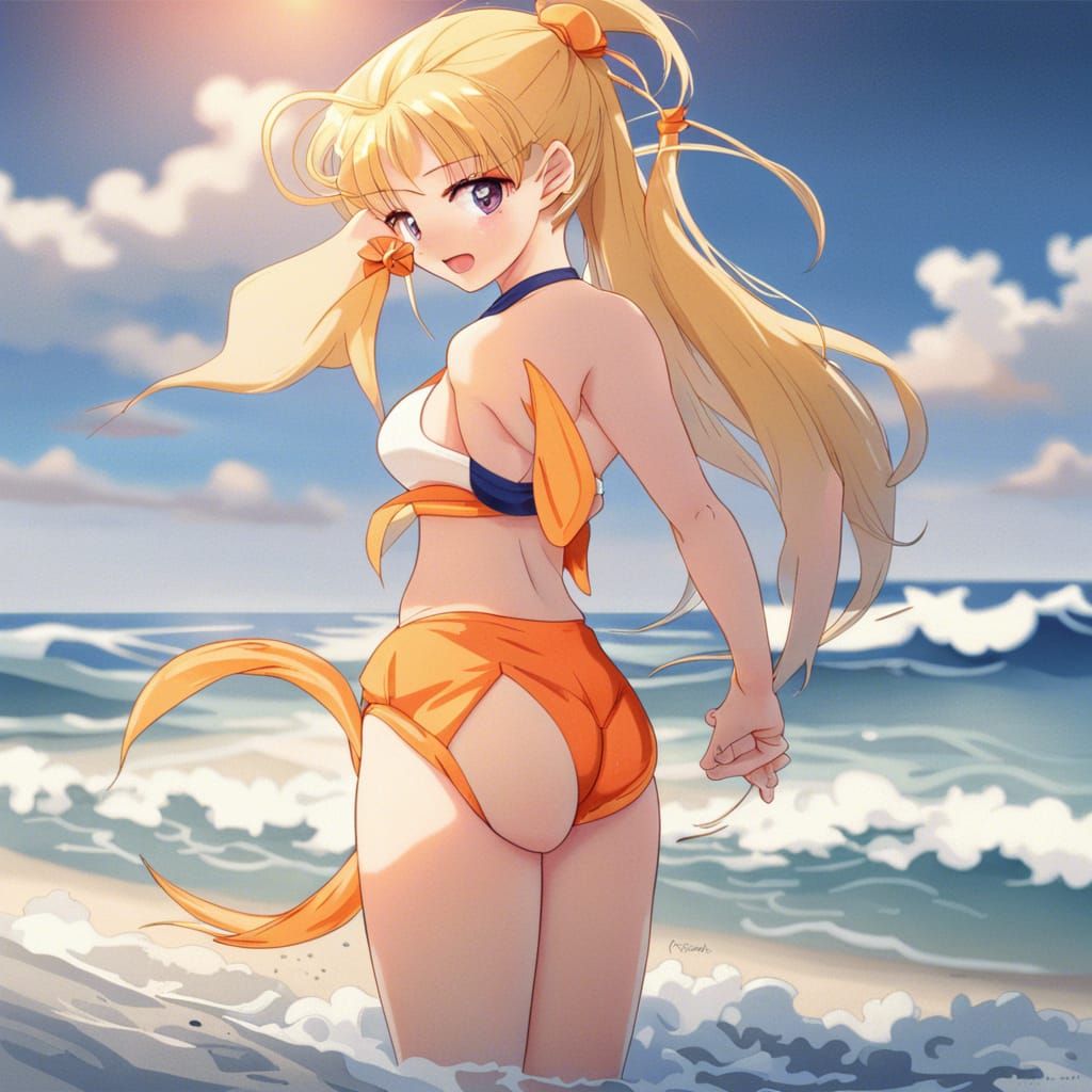 Sailor Venus in Bikini at the Beach: Anime Style