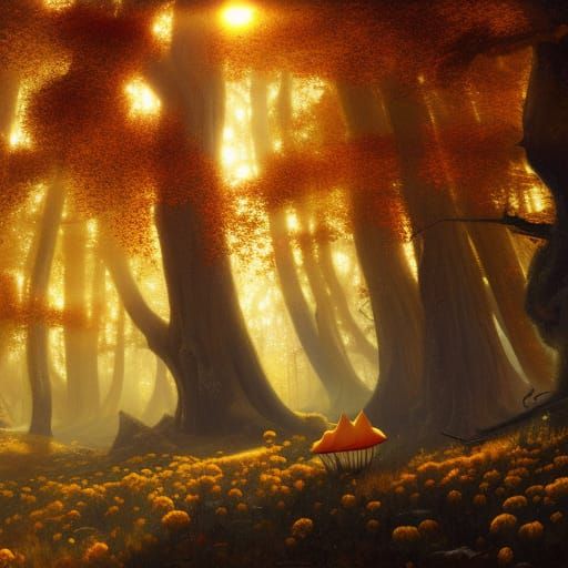 High Gothic Autumn Meadow with Golden Light