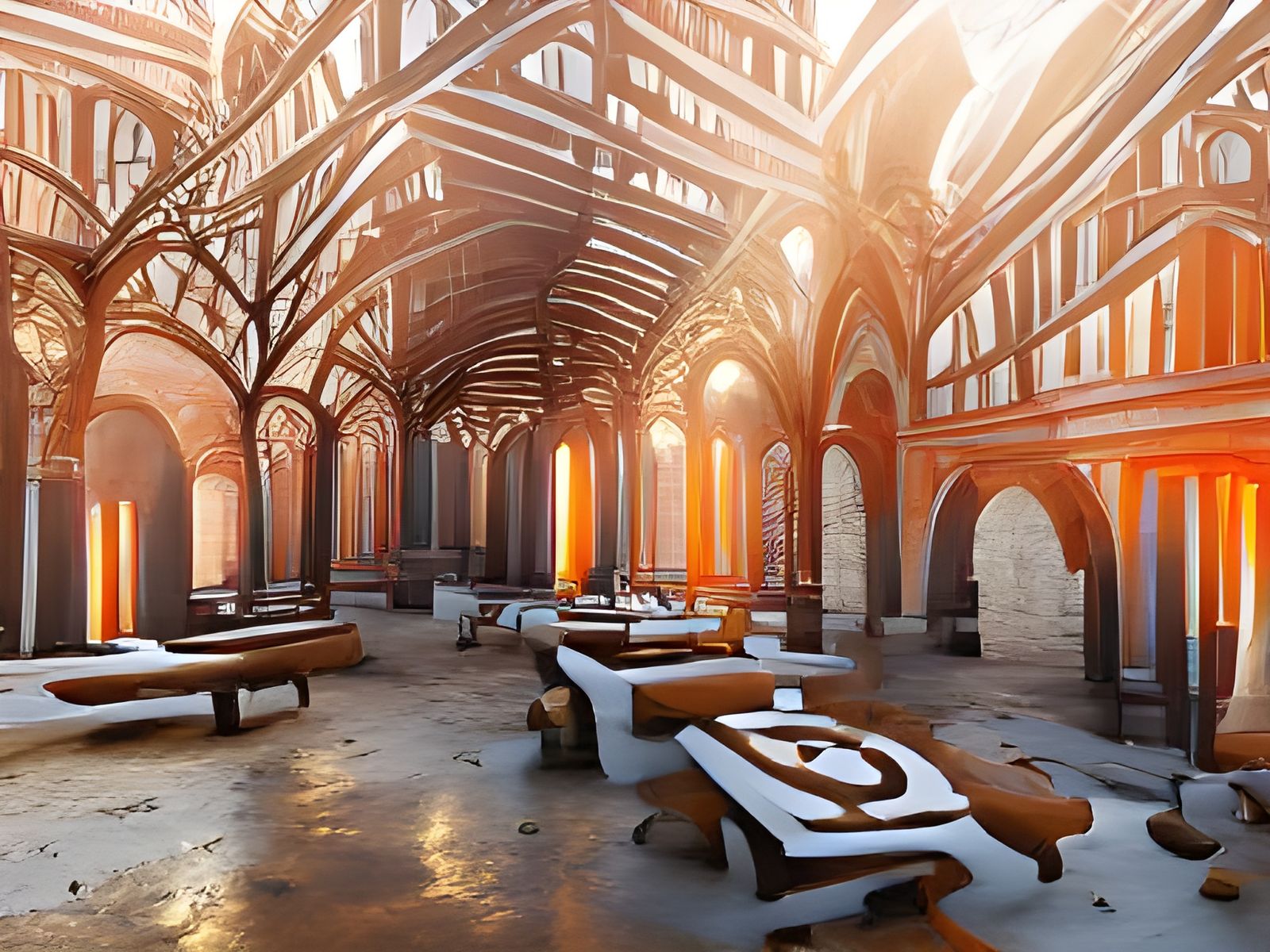 Copper Cloister: Detailed Digital Illustration