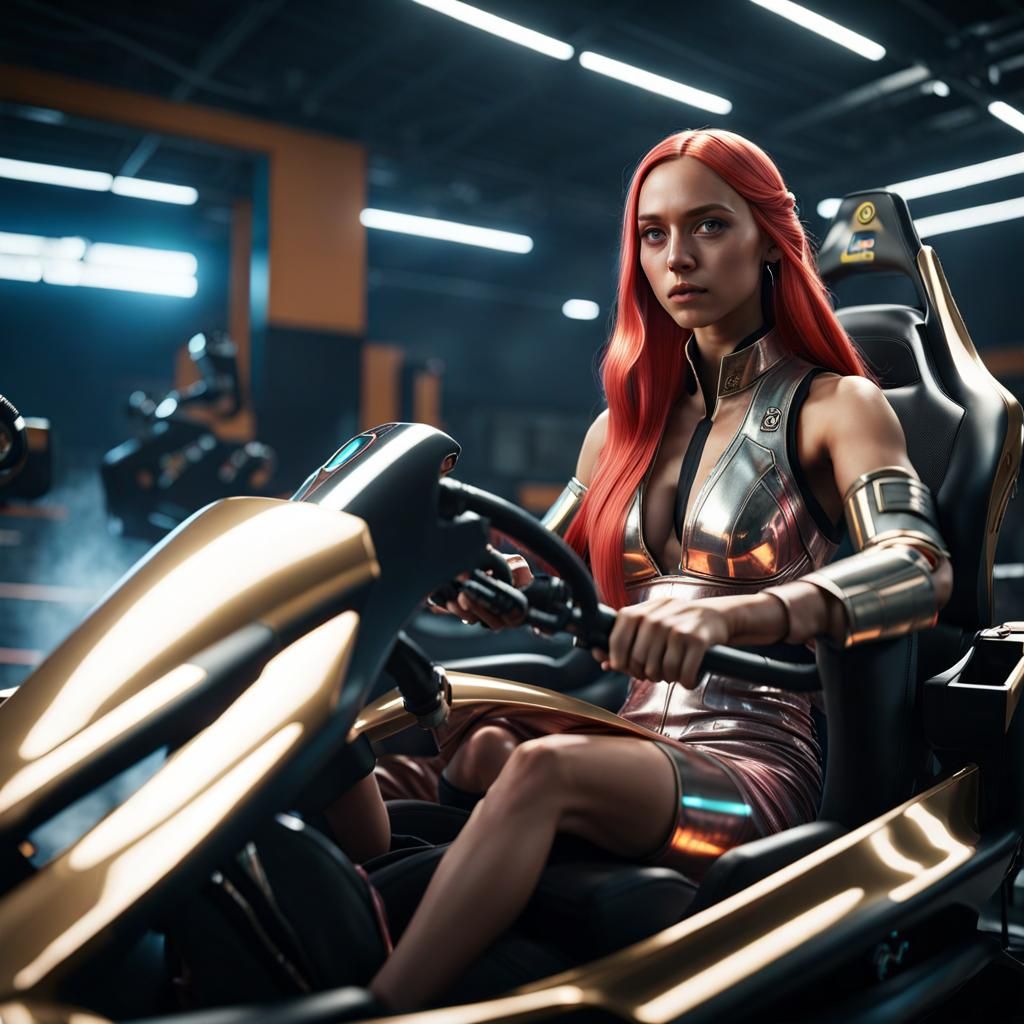 Girl in Go-Kart: 3D Game Cinematic Graphics