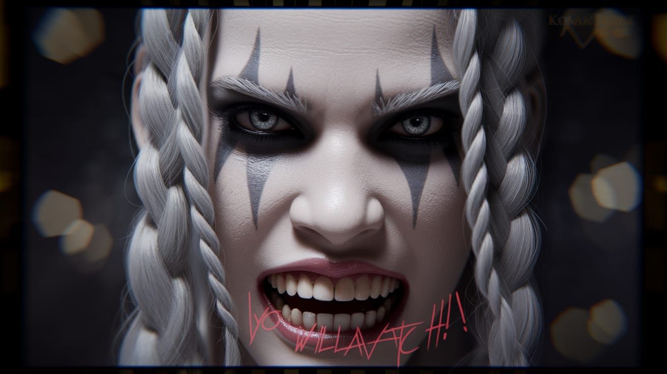 Mysterious Young Woman with Piercing Grey Eyes and Silver Ha...