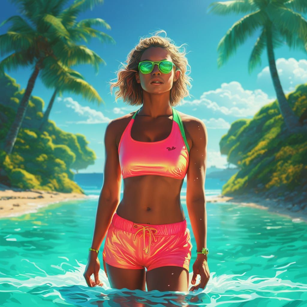 Cinematic Movie Poster of Girl with Neon Accents