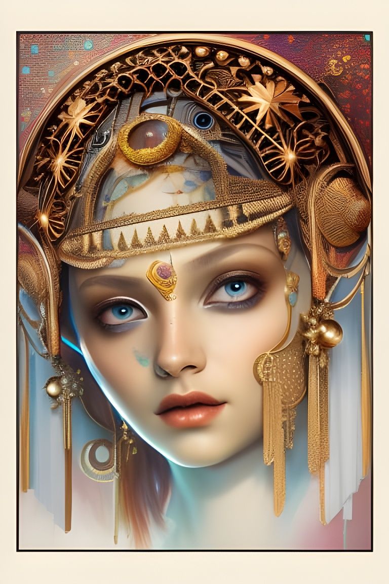 Girl with Pearl Earring: Hyperdetailed Art Nouveau Portrait