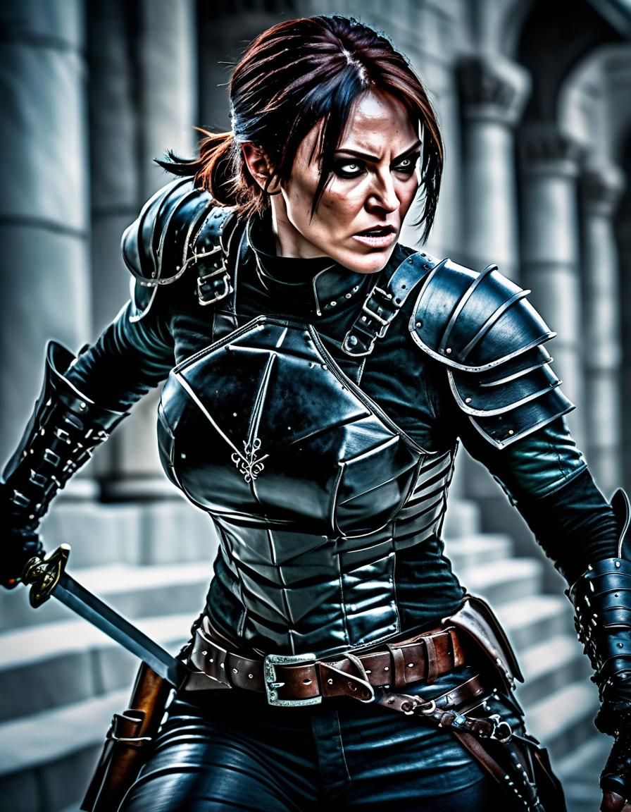 Hyperrealistic Female Rogue Attacks with Dagger