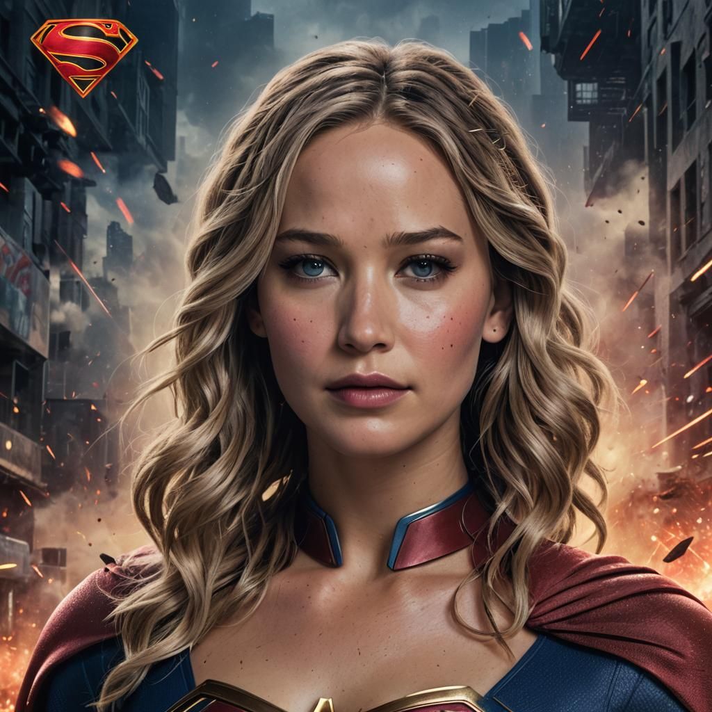 Jennifer Lawrence as Supergirl: Detailed Fantasy Portrait
