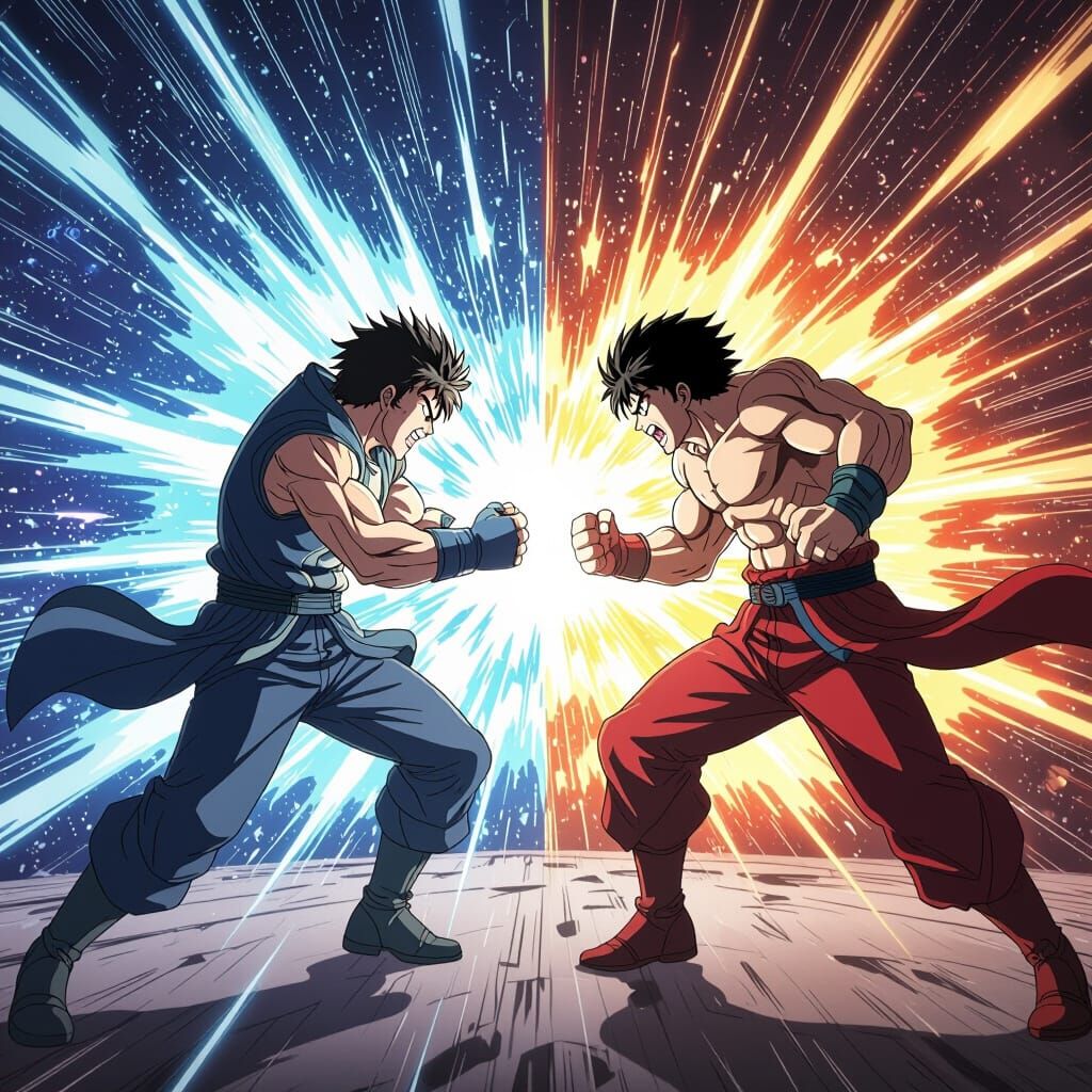 Epic Anime Fistfight with Energy Blasts
