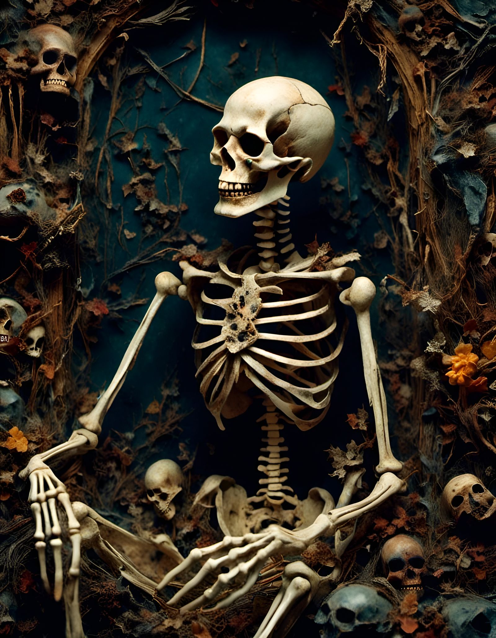 Skeleton Monster Throne Room in Art Nouveau Style