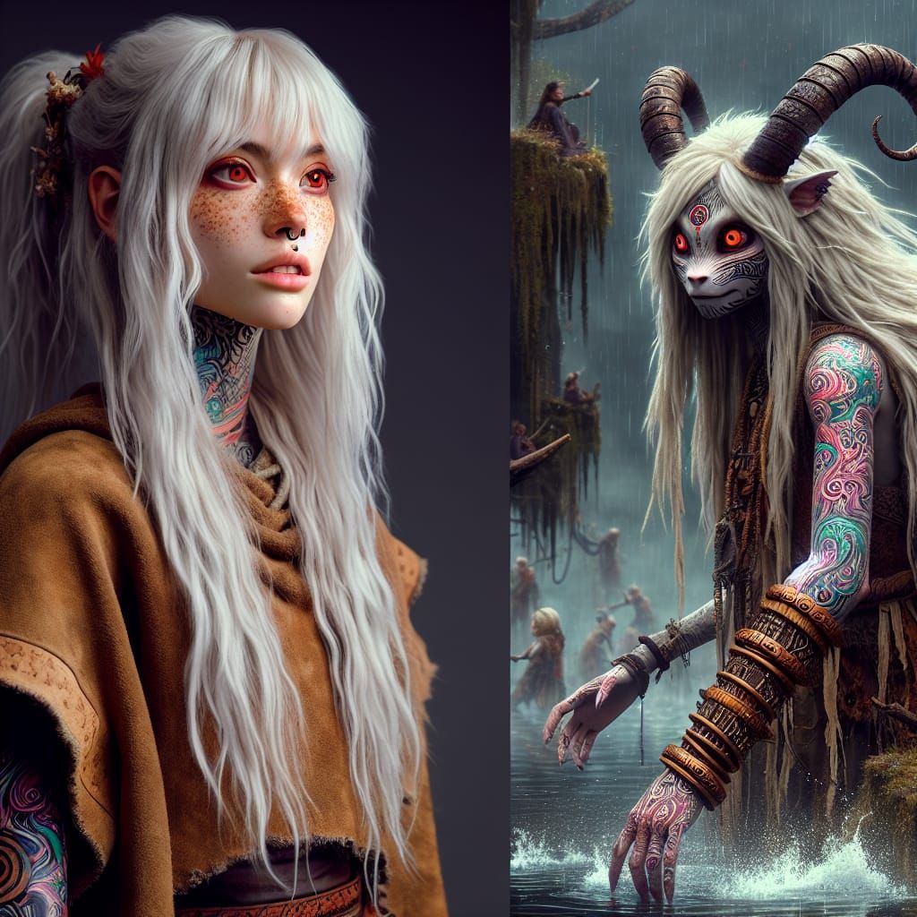 Mystical Shaman Creature in Anime Style