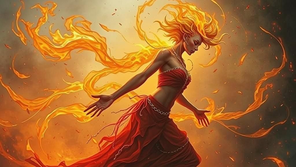Blazing Fire Spirit in Dark Fantasy Style