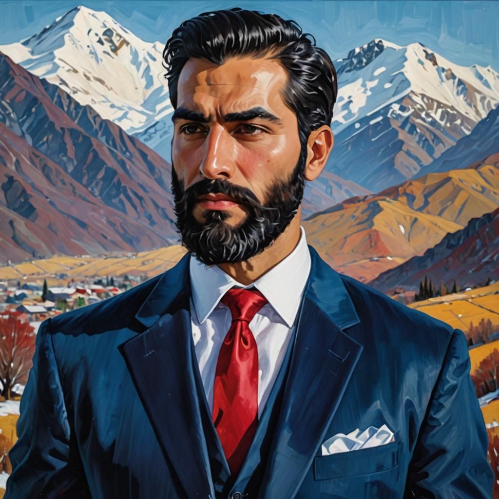 Neo-Expressionist Portrait of Man in Velvet Suit