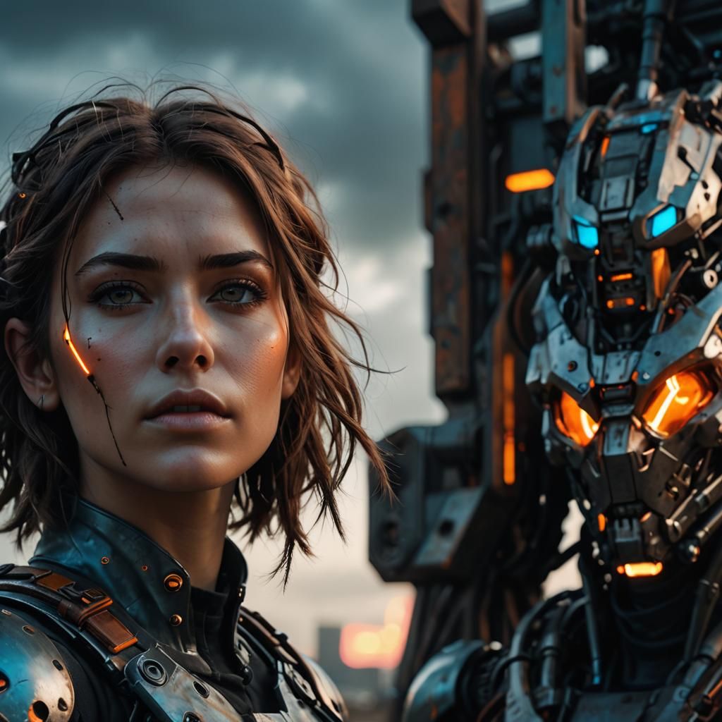 Post-Apocalyptic Sci-Fi Girl in Dystopian Landscape