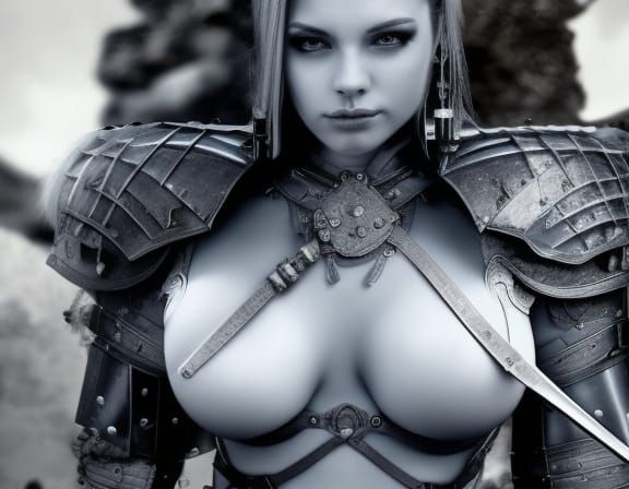 Fantasy Warrior Woman in Full Plate Armor