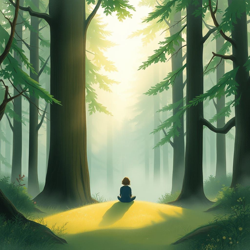 Whimsical Solitude in the Misty Forest
