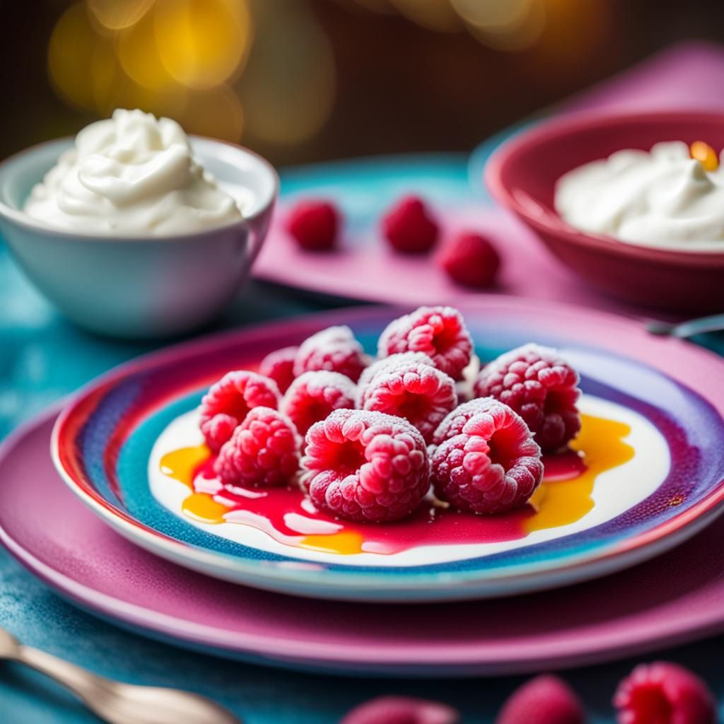 Raspberry and Quark Dessert: Professional Photography
