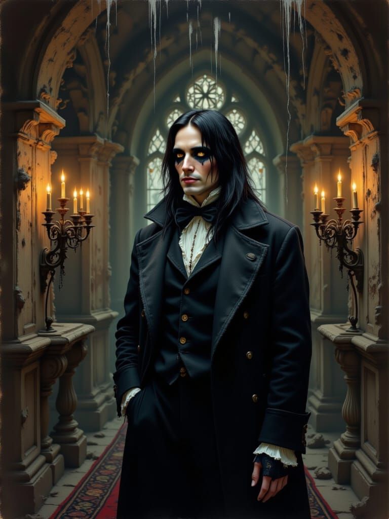 Barnabas Collins in Gothic Mansion, Surreal Art
