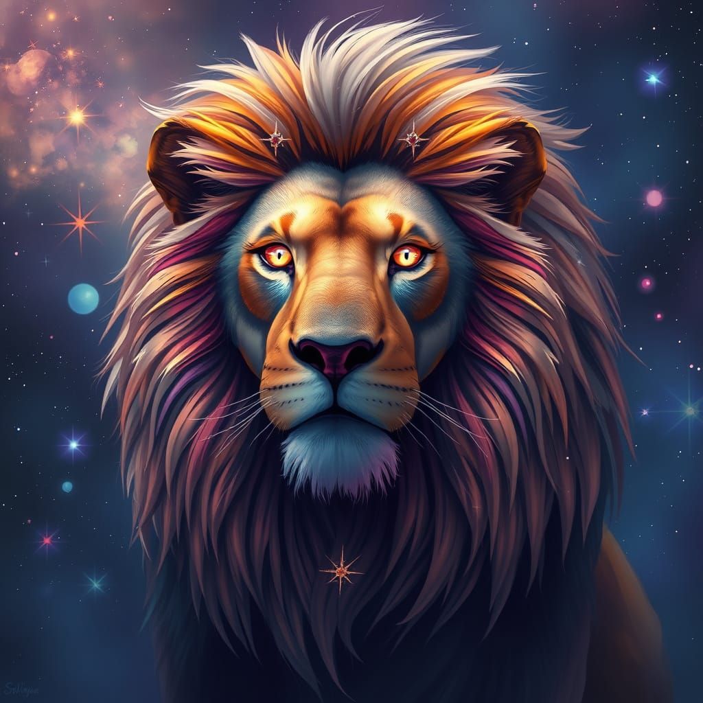 Cosmic Lion in Celestial Splendor