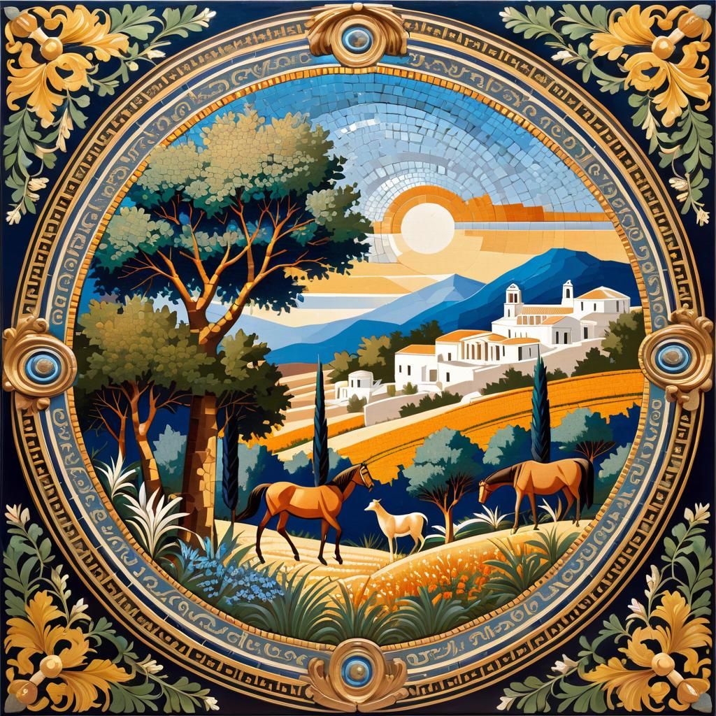 Classic Greek Fresco of a Pastoral Scene in the Style of Cimon of Cleonae - 3