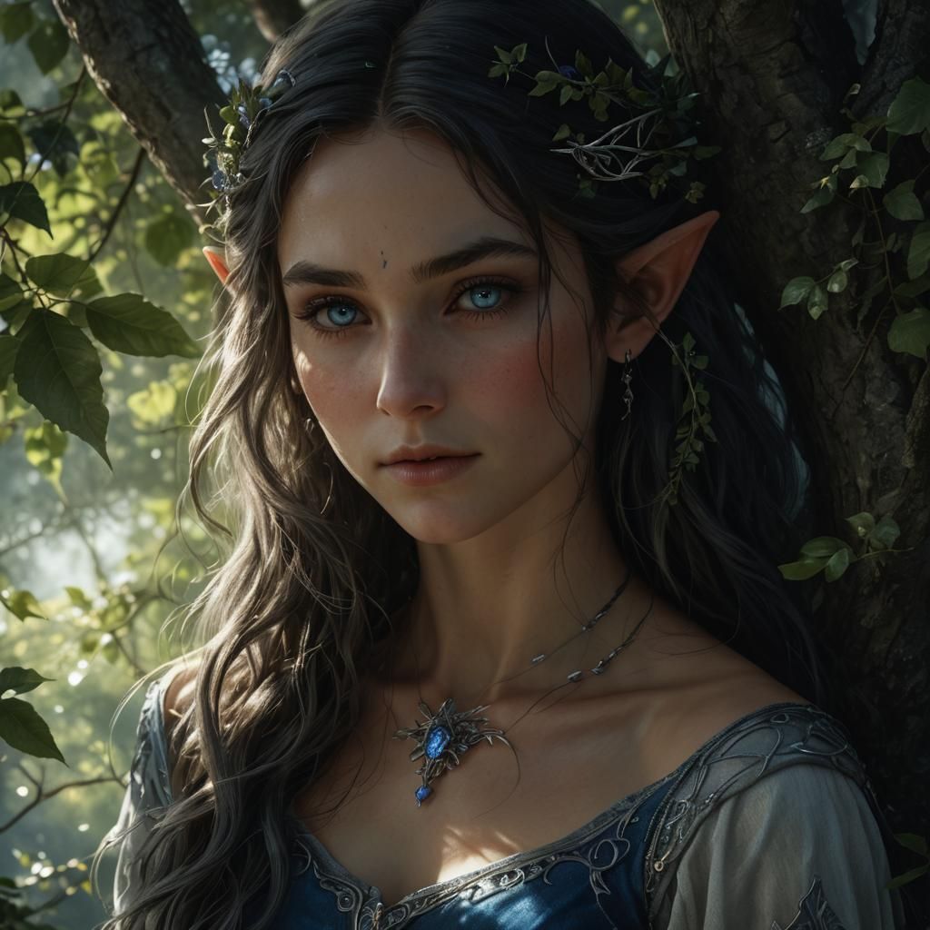 Mysterious Elf Portrait in High Fantasy Style
