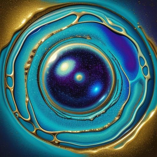 Surrealistic Oil Painting of Melting Glaas Bubbles