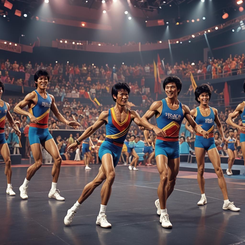 Thailand Men's Team at 1980s Aerobics Championship