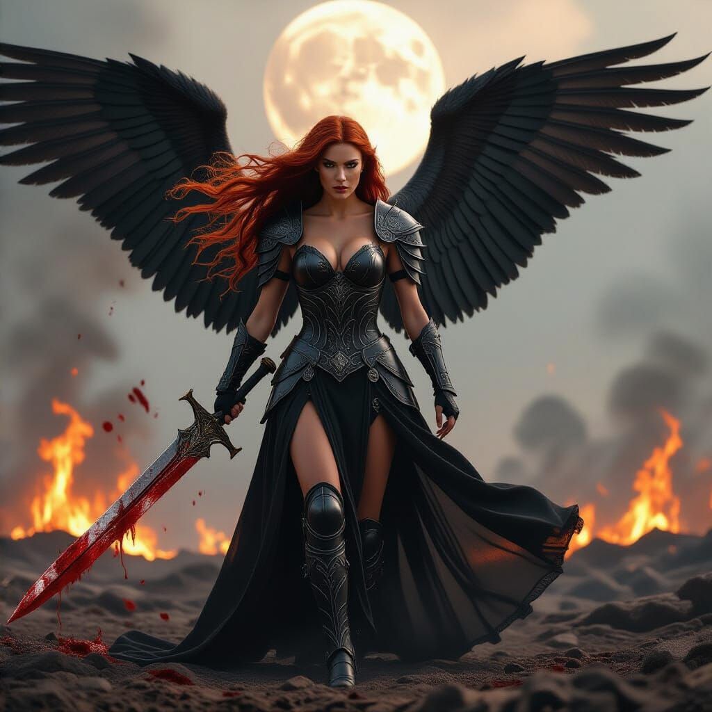 Goddess of War in Burning Hellscape