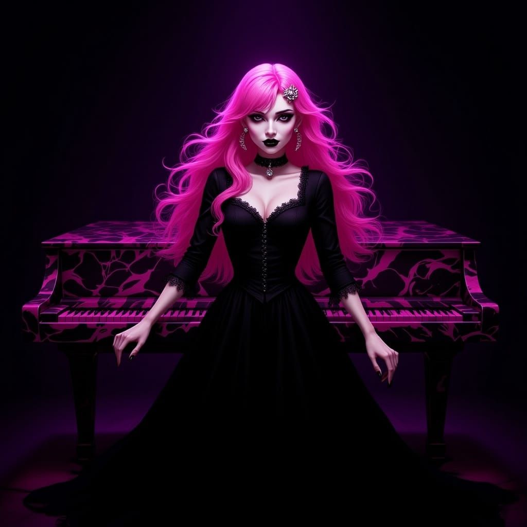 Pink and black piano