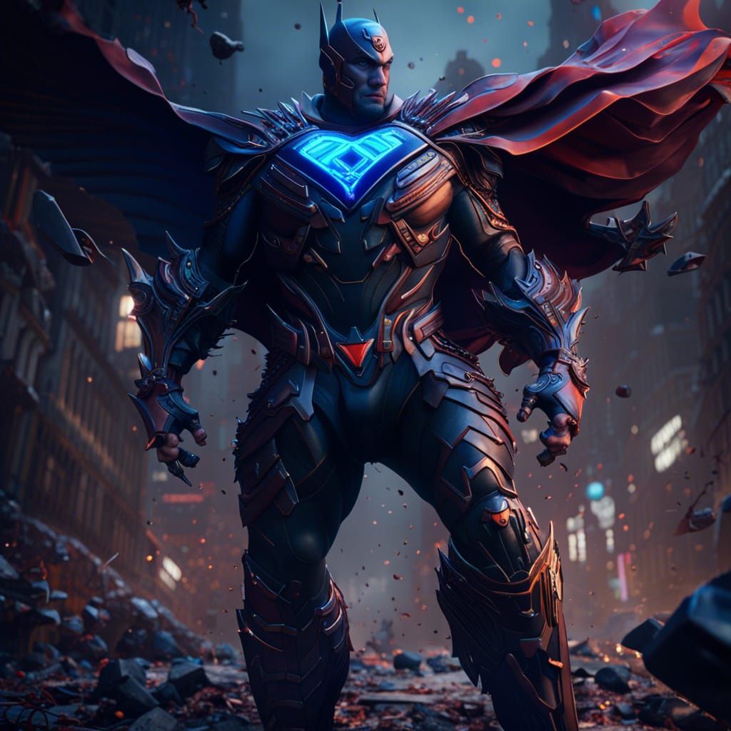 Detailed Superhero Matte Painting in Deep Color