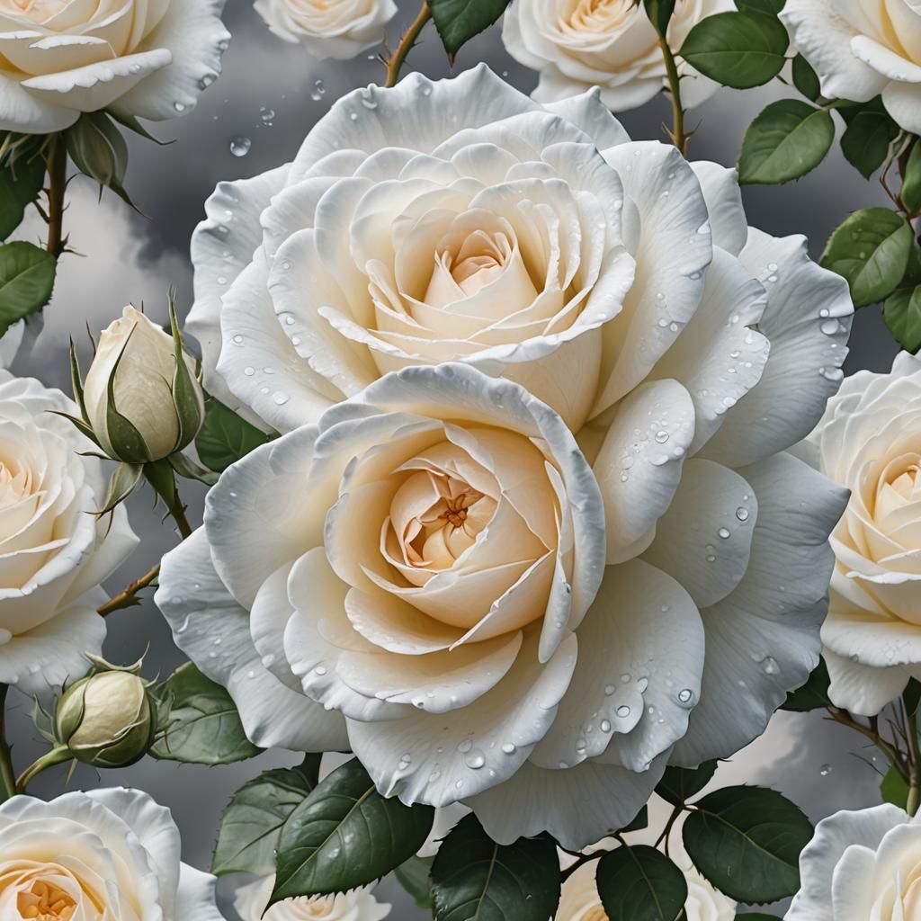 Ethereal White Rose with Cloud-Like Texture