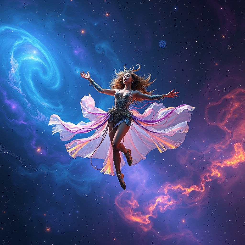 Cosmic Dancer in Zero Gravity: Biomechanical Fantasy Art