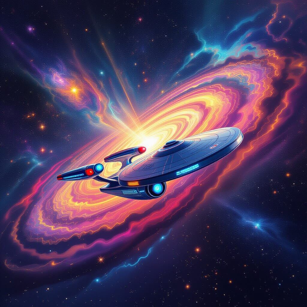 Star Trek Enterprise in Vibrant Astral Cosmos