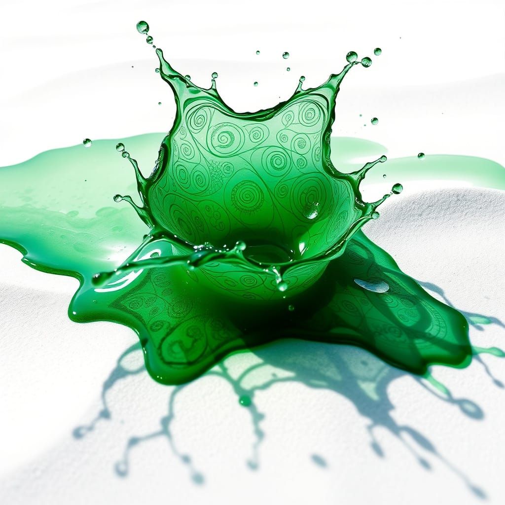 Surrealist Splash in Vibrant Emerald