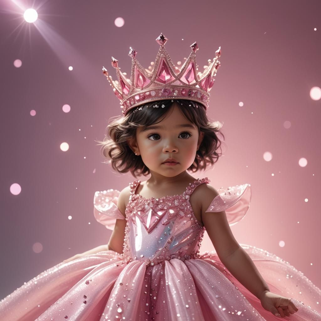 Toddler Girl in Pink Gown: 3D Digital Art