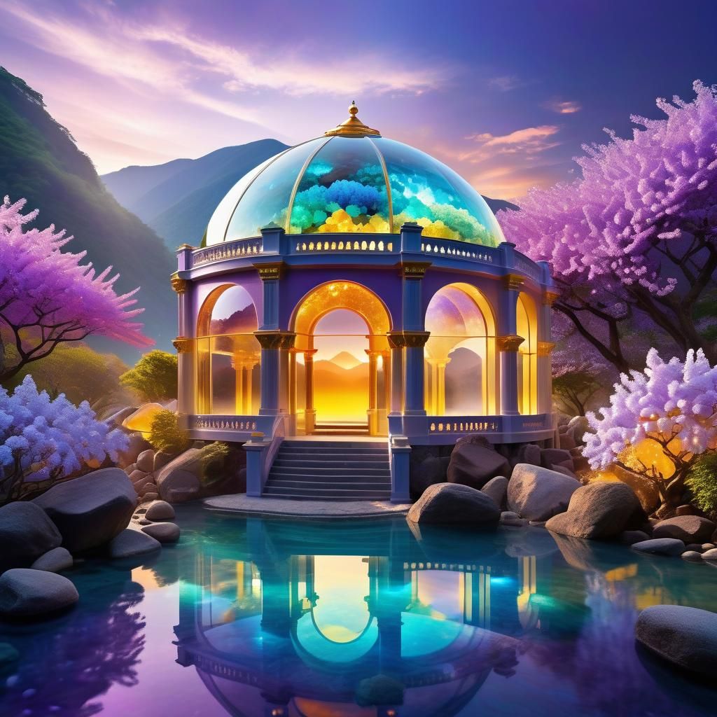 Gemstone Dome Radiating Sunshine Hues, a Digital Rendering