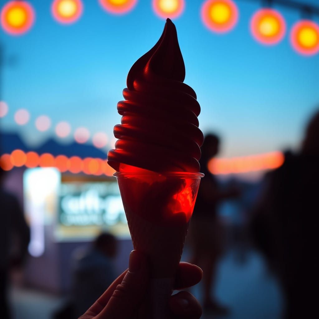 Surreal Ice Cream Silhouette in Vibrant Light