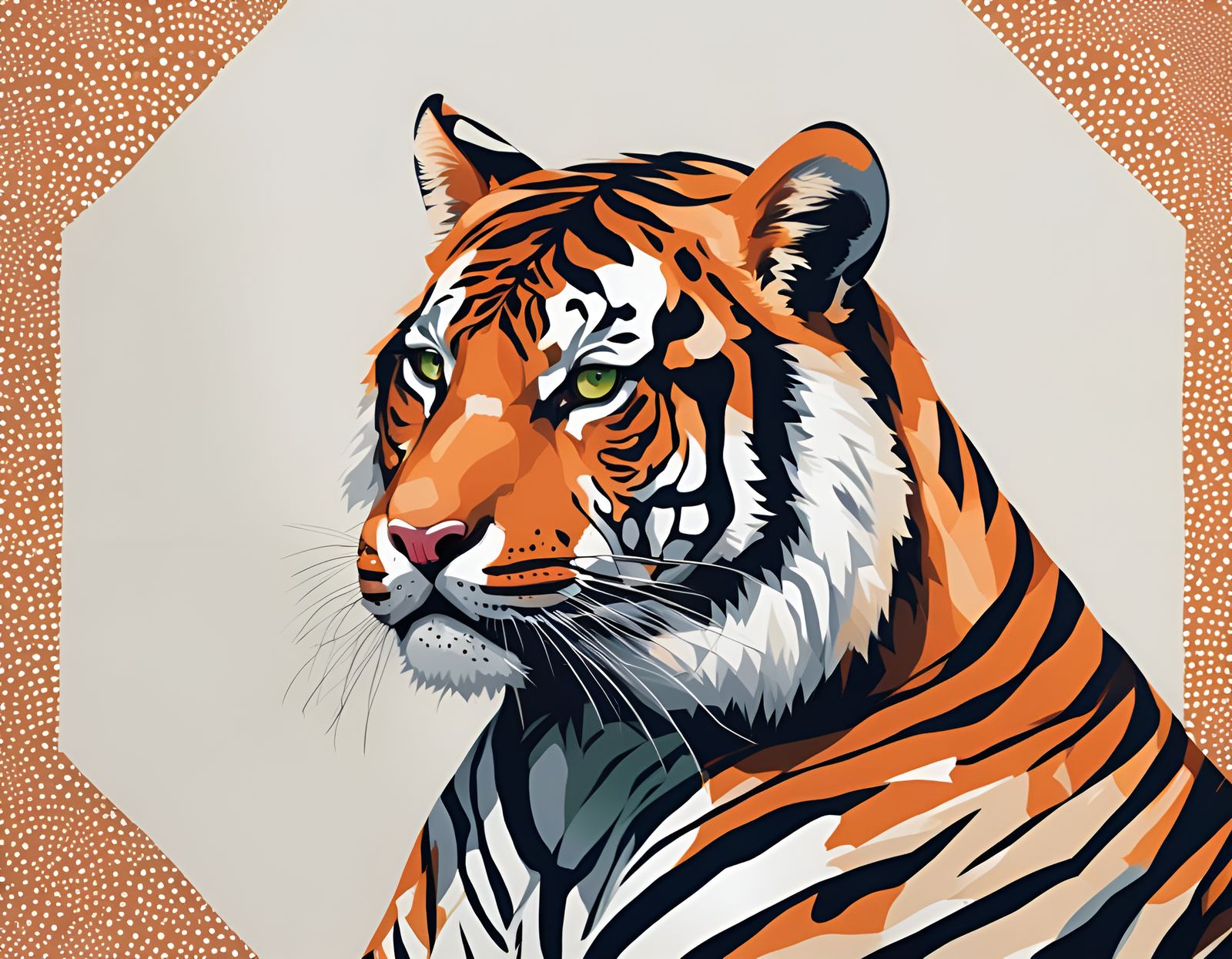 Polka Dot Tiger Portrait in 2D