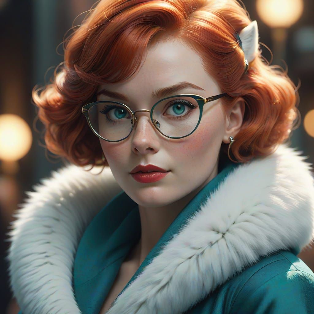 Glamorous 1950s Starlet Portrait in Digital Art