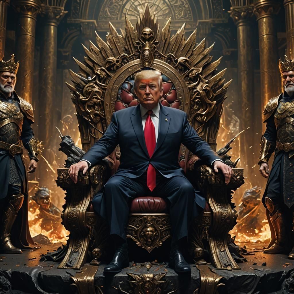 Donald Trump on a Throne in Fantasy Art