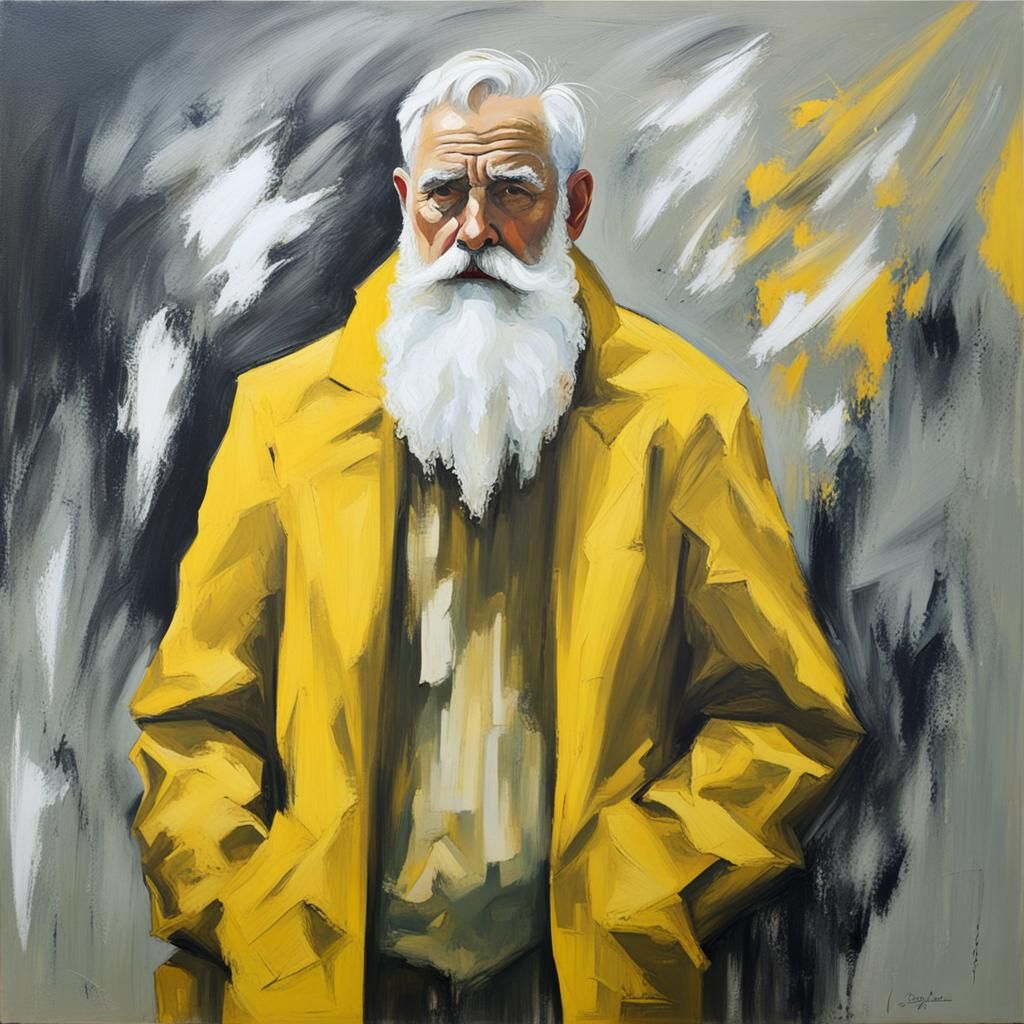 Abstract Portrait of Fisherman in Yellow Sou'wester