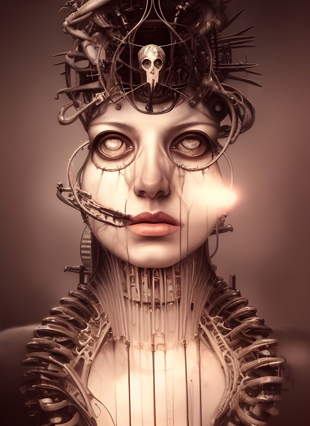 Biomechanical Goddess in Divine Technical Art