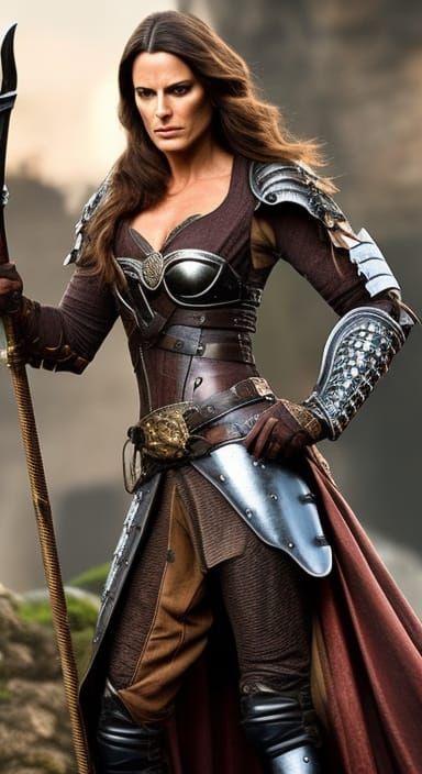 Fierce Medieval Female Warrior in Medievalpunk Style
