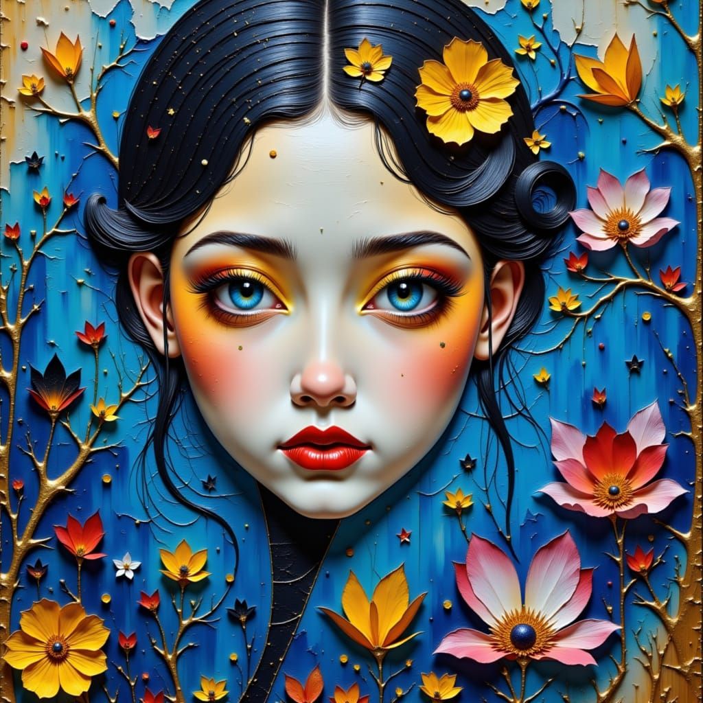 Dreamlike Portrait in Impressionistic and Expressionistic St...