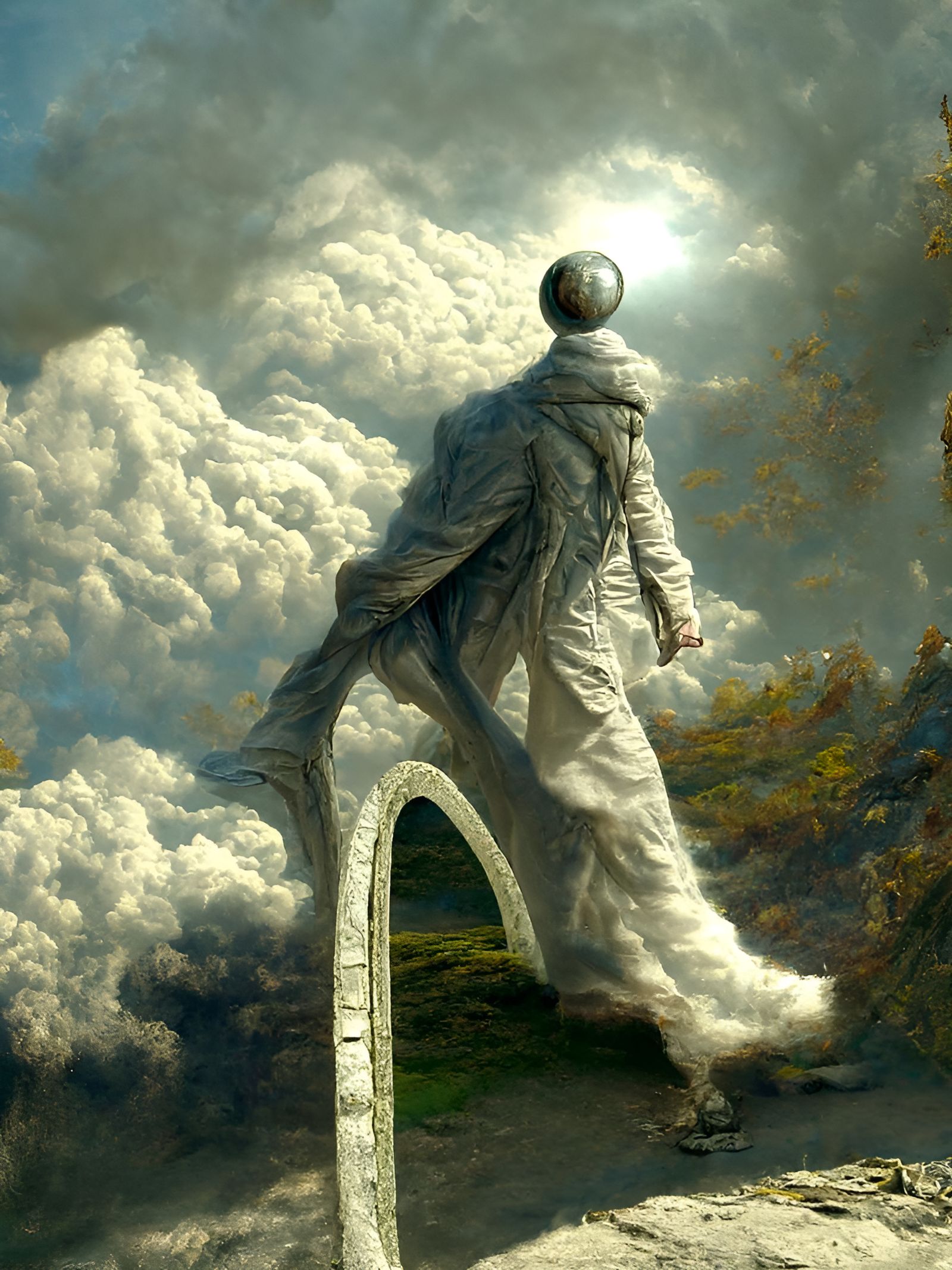 Surreal World Walker on Metal Arch