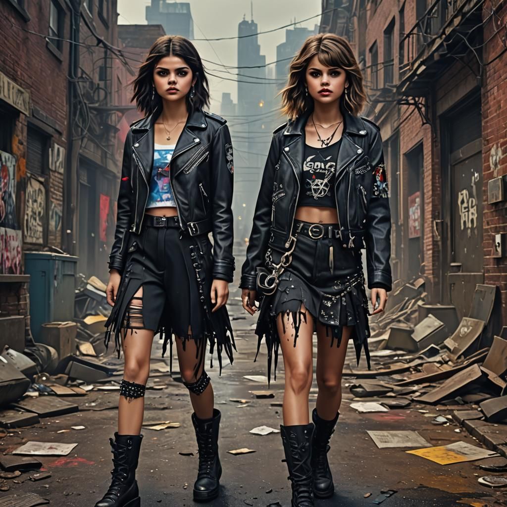 Selena and Taylor in Grunge Punk Outfits