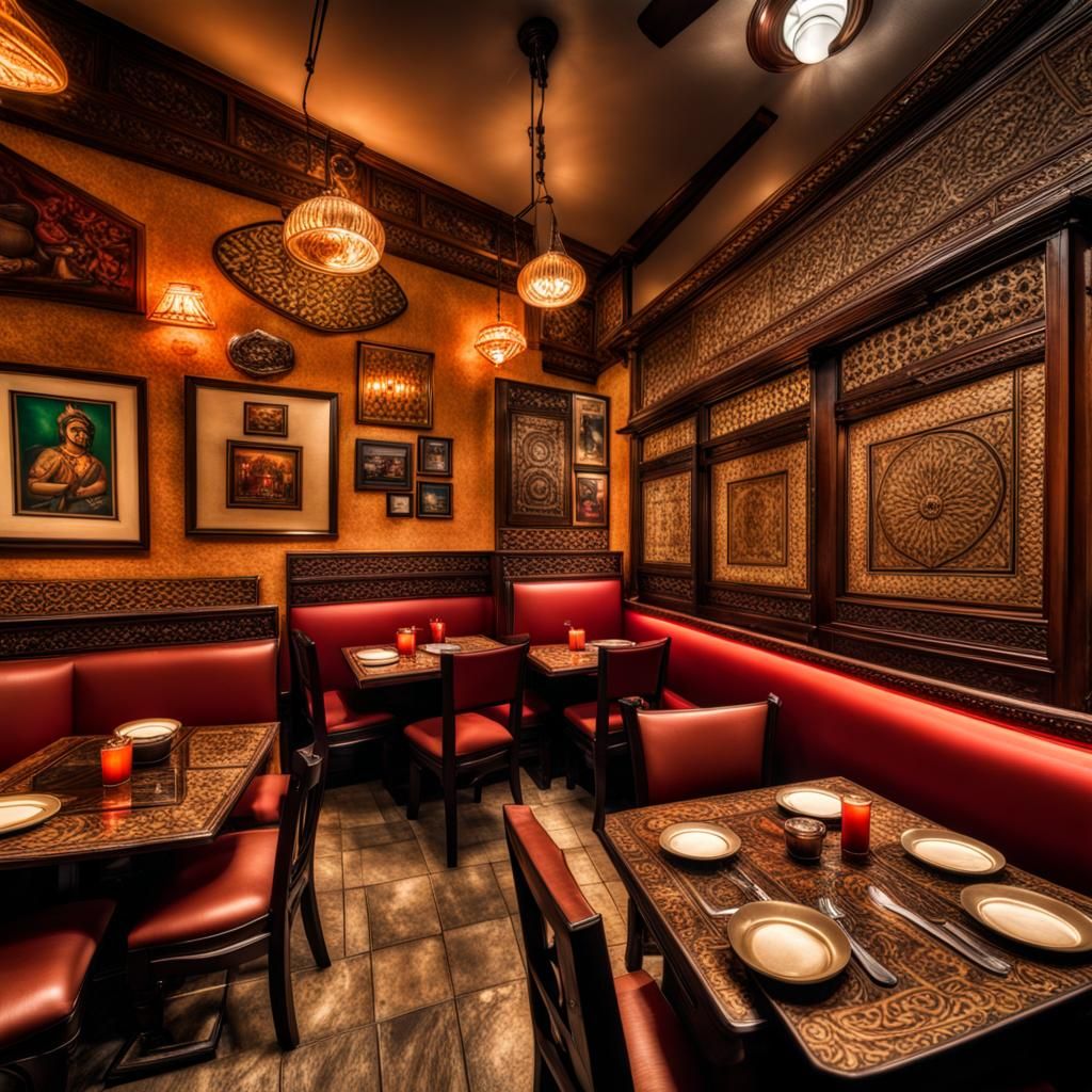 Hyperrealistic Indian Restaurant Interior in HDR